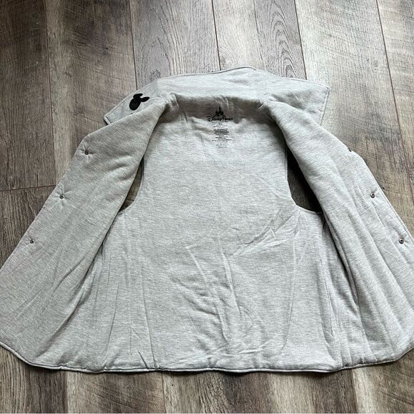 Disney Parks Faux Leather Minnie Embroidered Vest LOVE Sequins Black Grey XS - Picture 6 of 8